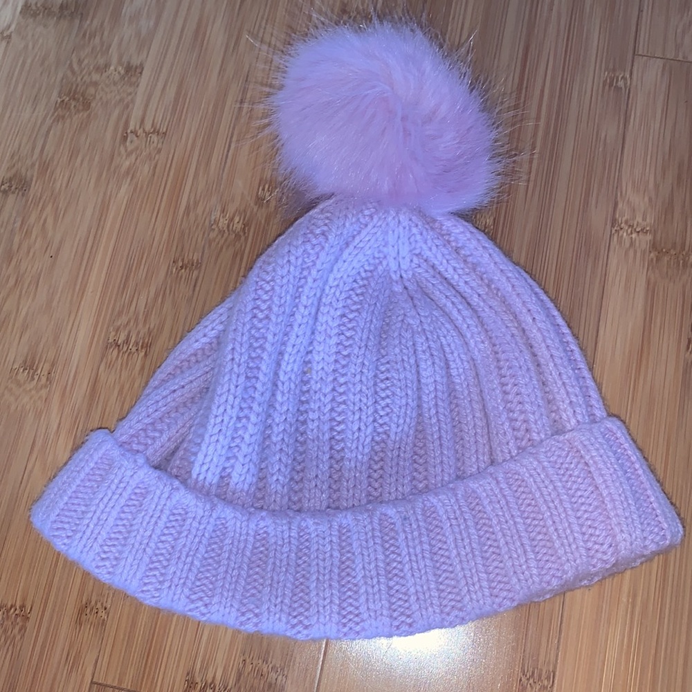 J. Crew Periwinkle Pom Pom Ribbed Knit Beanie